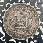 1911 Venezuela 5 Bolivares Lot n3110 Large Silver Coin 