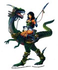 Sexy Warrior Princess Raptor Dinosaur Girl Sci-fi Sticker Rare Fantasy Decal