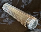 Antique Edwardian English Sterling Silver Lid Decagonal Long Glass Vanity Jar