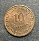 India Portuguese Portugal 10 Centavos 1961 Bronze Km 30 Unc Red Beautiful