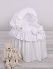 Aurora White Moses Basket Bed For Dolls With A Hood And Embroidered Lace White