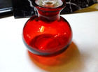 Vintage Ruby Red Glass Inkwell With Cork Stopper Made In England