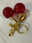 Coach Red Cherry Apple Bag Charm Keychain Resin Metal Brass Purse Decoration