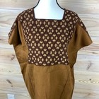 Mexican Huipil Tunic Womens Oversized Brown Handwoven Boho Vintage Heavyweight