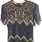 Laurence Kazar Beaded Silk Dress Vintage Xl Party Special Occasion