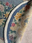 Vintage Blue Floral Hooked 70    X 47    Oval Wool Rug