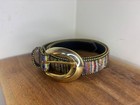 Bonded Leather Size Small Woven Belt With Goldtone Buckle