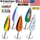 5pcs Fishing Lures Casting Spoon Lure Fishing Spoons For Trout Bass Crappie Pike