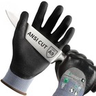 Cut Resistant Work Gloves Large Ansi A9 3 4 Nitrile Coated Waterproof Oil Proof