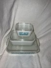 Pyrex Vintage Amish Butterprint Refrigerator Set With Lids  Turquoise And White 