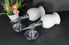 Pair Vintage Mid Century Chrome Opaline Hand Form Sconces Attr Maison Jansen 