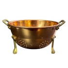 Vintage Wearever Solid Copper Colander Brass Footed   Handles 6    Euc