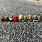 Vintage Metal Sewing Thimbles Lot Of 9 Collectible Mixed Metals  Sizes   Designs