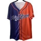 Central Arkansas Library System Baseball Jersey Mens L Orange Purple Excellent