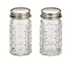 Set Of 2 Retro Style Glass Salt And Pepper Shakers 1 5 Oz With Stainless Tops