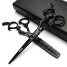 6  Hair Stylist Barber Scissors Set - 440c Cutting   Thinning Shears  Black Fini