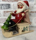 Vtg Steinbach Santa Sled S766 Christmas Smoker Music Box Germany Read 