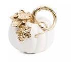 Laura Ashley White Pumpkin With Gold Leaf Detail 9    Tall Fall Home Decor New