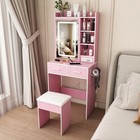 Small Pink Makeup Vanity Desk W  Mirror   Adjustable Led Lights   Hidden Storage