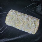 Vintage Styled By Schildkraut Beaded White And Gold Lipstick Case  4  W org Slip