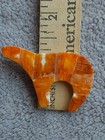 Orange Spiny Oyster Overlay Right Facing Bear Pendant 2  X 1 1 4 