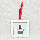 2025 Christmas Tree Ornament Photo Picture Frame Enamel White   Gold Square 2 5 