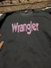 Wrangler Men   s Xl Gray Fleece Pullover Crewneck Sweatshirt Graphic Logo Ls