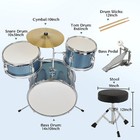3-piece Kids Drum Set - Sparkle Sky Blue  Throne  Pedal  Sticks   Tuning Key