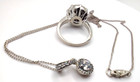 Sterling Silver 925 Size 5 Ring   Necklace Set W  Cubic Zirconia Vintage Vgc