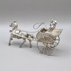 Dutch Miniature Solid Silver Couple Driving Horse And Carriage