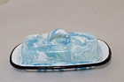 Blue White Enamel Porcelain Splatter Butter Dish Holder Farmhouse Decor Kitchen 