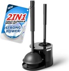 2 In 1 Toilet Plunger And Brush Set   extended Handle Plunger   toilet Bowl Brush   
