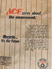 Vintage 1960s Ace Hardware Pinstripe Original Store Recycle Paper Bag B9