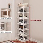 7-tier Bamboo Vertical Shoe Rack Tall Narrow Space Saving Organizer Entryway