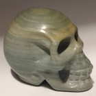 2  Natural Green Jade Banded 102g Hand Carved Crystal Skull Realistic Healing