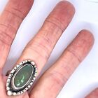Navajo Royston Turquoise Ring Sz 8 Long Stamped Sterling Silver Vtg 10g 1960 70s