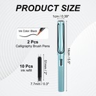 2pcs Calligraphy Brush Pens With 10pcs Ink Refill  Blue
