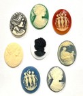 15 Vintage Acrylic Cameos  hong Kong Japan West German  Diy Jewelry Making C81