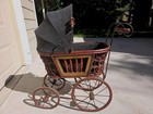Antique Vintage Victorian Baby Doll Carriage Stroller With Wood Metal Wicker    