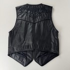 Vtg Harley Davidson Black Genuine Leather Vest Zip Pockets Lined Medium Women s