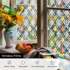 Window Privacy Film  Stained Glass Decorative Static Cling  Removable Laser Sun