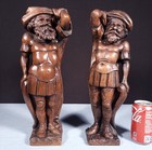 15  Pair Of French Antique Solid Walnut Wood Figures support Posts Pillars
