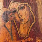 Antique Or Vintage Russian Icon Painting Mother Of God Hand Painted Wood Panel