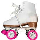 Chicago Skates Womens 5 White Quad Roller Skates Pink Wheels Retro Rink Skates