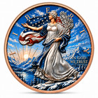 Lot Of 5 -winter Blue Liberty Eagle - 5 Avdp Oz  999 Fine Colorized Copper Round
