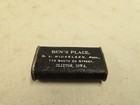 Antique Ben s Place Clinton Iowa Advertising Leather Tin Slide Match Safe Vesta