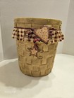Vintage Handpainted Hearts And Stars Wastebasket By Linda Spivey- 2001