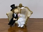 Vtg 1970 Wilton Wedding Cake Topper Bride   Groom On White Couch Sofa Plastic