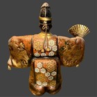 Vintage Japanese Noh Masked Dancer Figure Phoenix Medallion Robed