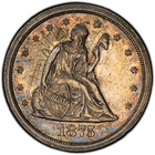 1875-s Pcgs Genuine Seated Liberty Twenty Cent Au Details W  Nice Rainbow Toning